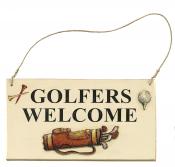 Türschild aus Holz - Golfers Welcome
