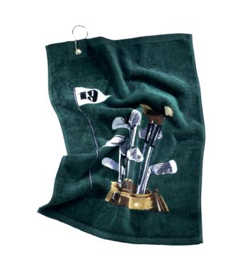 Golfputztuch mit Golfbag-Motiv, grün Golfputztuch mit Golfbag-Motiv, grün