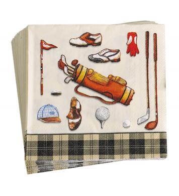 Papierservietten mit Golfmotiven, creme Papierservietten mit Golfmotiven, creme